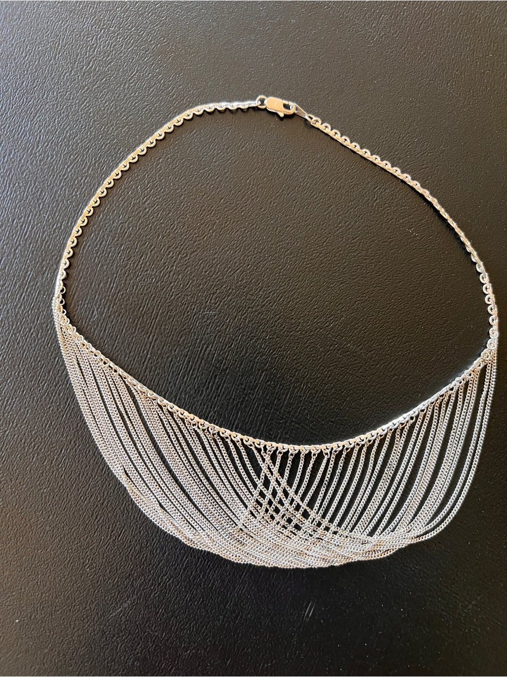 Silver Multi-Chain Fringe Necklace - Layered Draped Style
